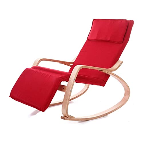 Rocking Chair Comfortable Relax Rocking Chair Lounge Chair with Cotton Fabric Foldable Rocking Chair (Color : Green) (Red)