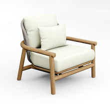 TeakStation 1 Pc Teak Wood Lounge Chair Set: Lounge Chair with Cushions in Outdoor Sunbrella Fabric #5404 Canvas Natural