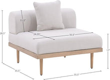 Meridian Furniture 55036Beige-Armless Laguna Collection Modern | Contemporary Outdoor Patio Armless Modular Chair, Teak Finish Aluminum, Waterproof Olefin Fabric, 35.5" W x 35.5" D x 28.5" H, Beige