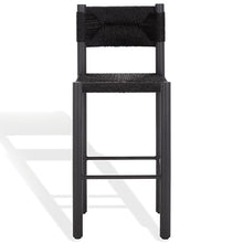 SAFAVIEH Couture Outdoor Patio Furniture Collection - Romona Tropical Bar Stool Set of 2, Black Woven Rattan Design, 30-Inch, Fully Assembled (CPT4001A)