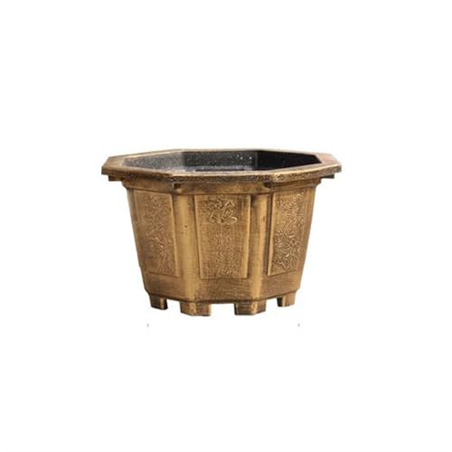 Xilin-872 Flower Pot Large Size Octagonal Thickened Resin Flowerpot Iron Tree Tea Flower Osmanthus Fruit Tree Green Plant Garden Flowerpot Garden Pots(Large)