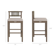 Modway Eleni 3-Piece Outdoor Teak Wood Bar Set in Weathered Gray Pebble – 35 Inch Round Patio Bar Table with 2 Bar Chairs