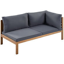 Quarte 4 Piece Outdoor Patio Conversation Furniture Set, Wood Sectional Sofa Set with Water Resistant Cushions/Coffee Table, Garden Backyard Poolside L Shape Corner Sofa Set