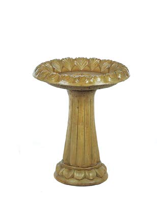 Solid Rock Stoneworks Petals Birdbath- 23" Tall x 19" Dia- Autumn Wheat