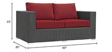 Modway Sojourn Wicker Rattan Outdoor Patio Loveseat Canvas Red