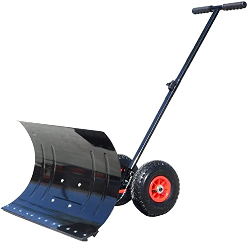 Efficient Snow Shovel with Wheels Heavy Duty Snow Shovel with Wheels Adjustable Height Multi-Angle Efficient Rolling Snow Plow for Snow Removal for Cleaning Lanes Roads Sidewalks