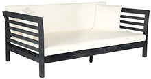 Safavieh Outdoor Collection Malibu Acacia Wood Cushion Day Bed Dark Slate Gray/Beige