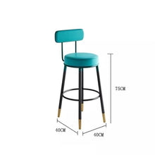 DINBOZ26X Counter Stools Blue Barstool Iron High Chair Leather Household Reclining Bar Stool Bar Chair Gold Chair Feet Bar Stools(Large)