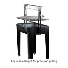 GW Store - Charcoal Grill Maiten - Freestanding Santa Maria Barbecue, Adjustable Height, Detachable Front Cover, 22 lbs Capacity - Ideal for Camping