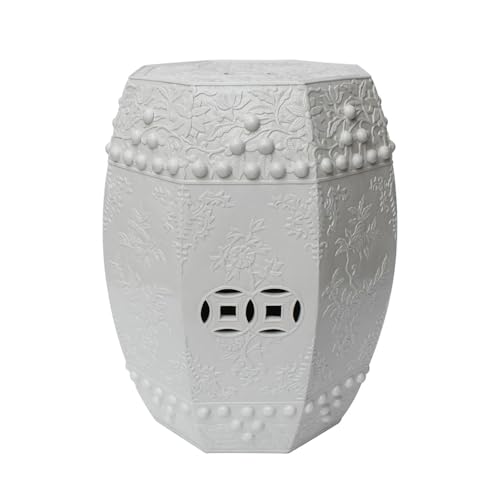 Tu Ye-US Decorative Garden Stools, Flower and Bird Ceramic Drum Stool Chinese Style Six Side Stool Home Furnishing Creative Dressing Stool