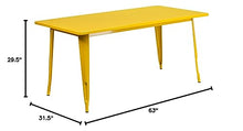EMMA + OLIVER 63" Rectangular Yellow Metal Table