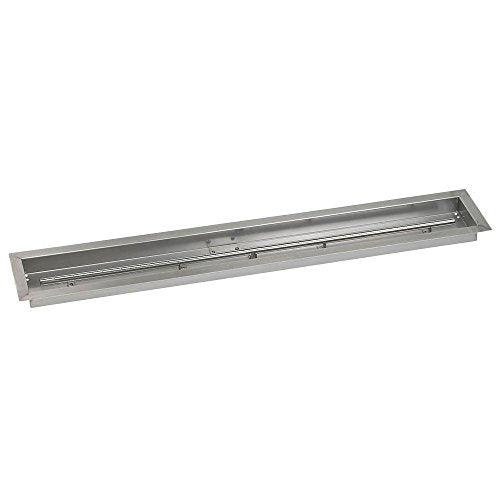 American Fireglass SS-LCBKIT-N-48 Natural Gas 48" x 6" Linear Stainless Steel Drop-in Fire Pit Pan with Spark Ignition Kit