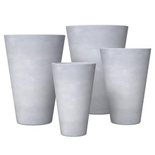 LeisureMod Pebble 4-Piece Fiberstone and MGO Clay Planter Set Mid-Century Modern Gray