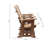 EcOasis Grand Lake Amish Crafted Poly Outdoor Adirondack Double Glider (Weatherwood on Tudor Brown)