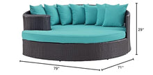 Modway Convene Wicker Rattan Outdoor Patio Poolside Sectional Sofa Daybed with Cushions in Espresso Turquoise