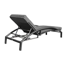 Armen Living Mahana Outdoor Patio Chaise Lounge Chair Black Aluminum and Wicker with Charcoal Cushion