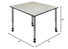 Romig Kee Height Adjustable Mobile Classroom Table Maple Top Grey Base