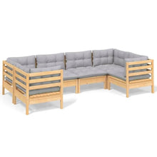 MNCVXAXG 6 Piece Patio Lounge Set with Gray Cushions Pinewood