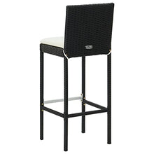vidaXL 7 Piece Patio Bar Set with Cushions Poly Rattan Black