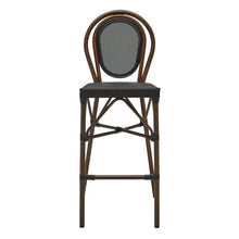 Euro Style Erlend Indoor/Outdoor Bar Stool | Modern French Bistro Style | Stackable, Weather-Resistant Seating for Patio, Bar, Restaurant, Cafés, Wineries, Balcony, Poolside | Black/Brown | Set of 1
