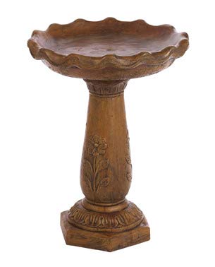 Solid Rock Stoneworks Daisy Charm Birdbath-26 Tall x 20" Dia- Espresso