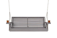 Amish Casual Heavy Duty 700 Lb Capacity Porch Swing with Cup Holders (4 Foot, Semi-Solid Grey Stain) – Wooden Outdoor Roll Back Swing with Hanging Chains – Amish Made in the USA