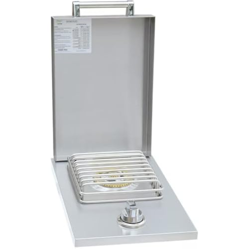 Kokomo Single Side Burner 12,000 BTU Stainless Steel Outdoor Kitchen Natural Gas Burner, SureLight Blowtorch Ignition, 8mm Cooking Grids, Brass Ring Burners