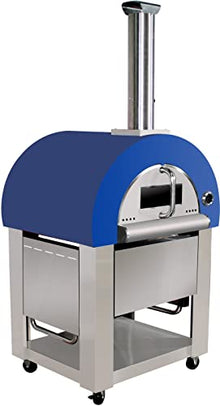 31" Outdoor Wood Fired Blue Stainless Steel Artisan Pizza Oven or Grill with Waterproof Cover