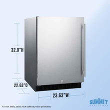Summit 24" Built-In Refrigerator, Stainless Steel Wrapped - AL54CSSLHD