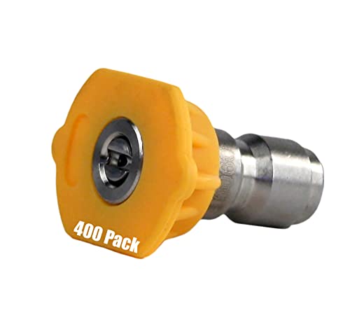 400 Pack of Erie Tools 3.0 Stainless Steel Orifice 15 Degree 1/4in. Quick Connect 4000 PSI High Pressure Washer Spray Nozzle Tips