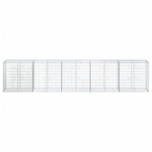 vidaXL Gabion Basket with Cover - Galvanized Iron Wire, Outdoor Cage, Retaining Wall, Privacy Screen, 196.9"x19.7"x39.4"