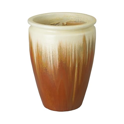 Emissary 20in Amber Stoneware Round Planter