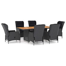 AMBERARD Outdoor Dining Set Dark Grey Round PE Rattan Large Furniture Set