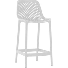 Afuera Living Set of 4 Outdoor Bar Stools, 17.32" Seat Width, White Polypropylene Plastic, Weather Resistant, Stackable, Contemporary Design for Patio or Indoor Seating
