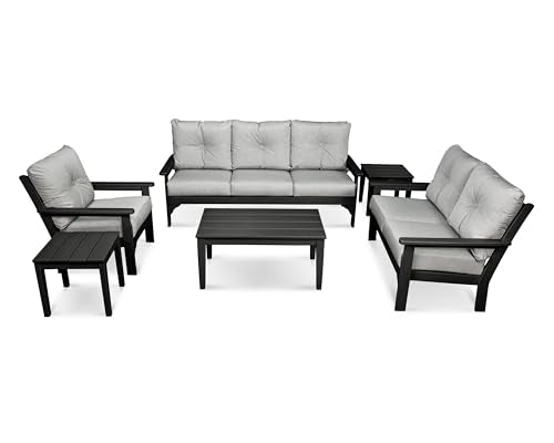 POLYWOOD® Vineyard 6-Piece Deep Seating Set in Black/Granite