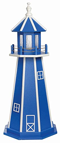 Furniture Barn USA 5' Standard Bright Blue and White Poly Lighthouse, Standard Lighting