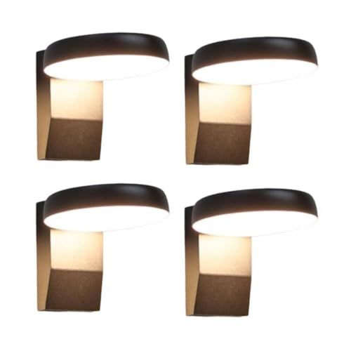 KISAD Modern and Minimalism 2 Packs Black Round Outdoor Wall Sconce Rotatable Wall Lights Aluminum Body Wall Lamp for Porch Deck Fence Patio Garden 4 Packs(4 Packs)