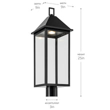 Kichler Prin 1-Light Outdoor DarkSky Post Light, Updated Traditional Light with Clear Glass in Black, for Walkway or Driveway (25" x 9" x 9"), 59161BKDS
