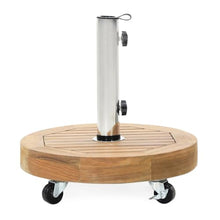 OROTLECT Heavy Umbrella Base With Wood, Stainless Steel Tube And Concrete, 1.57/1.77 Inch Pole Compatible, Look 30 Lbs Stand, Tube, 17.67" X 16.87