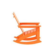 WestinTrends Ashore Patio Rocking Chairs Set of 4, All Weather Poly Lumber Plank Adirondack Rocker Chair, Modern Farmhouse Outdoor Rocking Chairs for Porch Garden Backyard and Indoor, Orange