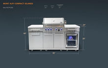 Mont Alpi Premium 70" W Stainless Steel Outdoor Kitchen Island with Refrigerator + 32" W 4-Burner BBQ Gas Grill + Universal Flat Top Griddle + Pizza Peel + Cleaning Brush + Spatula + Cutter + Scraper