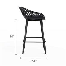 Afuera Living 3-Piece Counter Height Bistro Set, Black, Indoor/Outdoor Use, Midcentury Minimalist Style, 24" x 36" Table with Ergonomic Molded Polypropylene Stools, Weatherproof Compact Dining Set