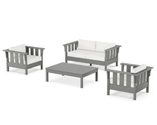 Martha Stewart by POLYWOOD® Acadia 4-Piece Deep Seating Set with Loveseat in Slate Grey/Natural Linen