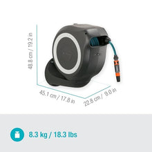Gardena Wall-Mounted Hose Box Rollup M 20 m: Flexible Watering for Medium-Sized Gardens, Swivel Hose Reel, with Wall Bracket, System Parts and Nozzle, Including 20 m Gardena Hose (18612-20)