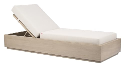 Zuo Varadero Beach Chaise Gray, Beige Lounge Chair, Modern, Outdoor Fabric, Removable and Washable Cushion Cover, Aluminum, Outdoor Living, 31.7" W x 83.7" D x 17.1~34.4" H