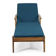 Christopher Knight Home Jason Outdoor Chaise Lounge with Water Resistant Cushion - Acacia Wood - Teak/Blue (Set of 2)