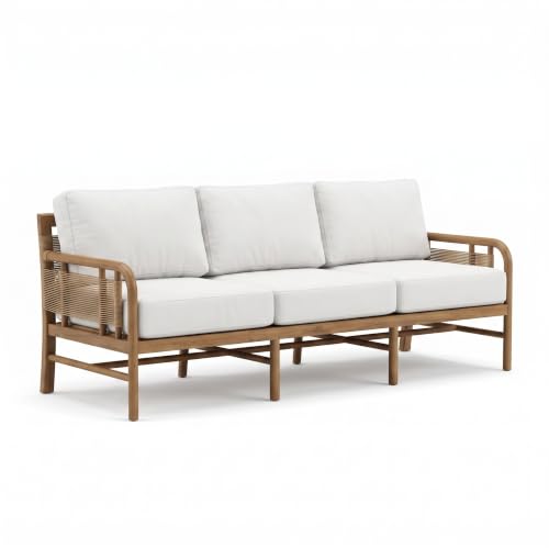 Hives & Honey Westwood Outdoor Sofa, 88" Grade-A Teak Patio Couch, White