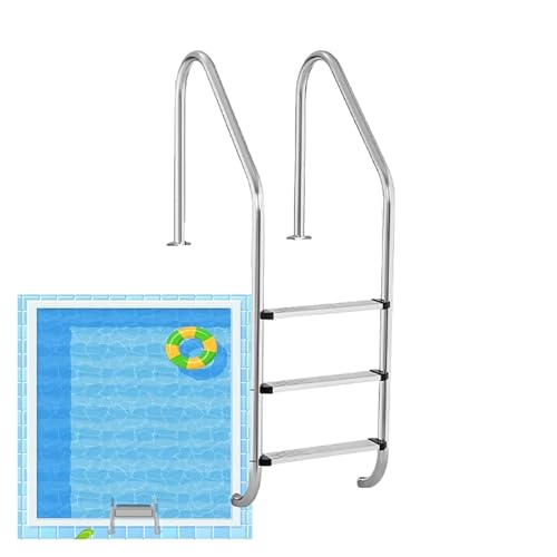 Swimming Pool Ladder,304 Stainless Steel Step,Pool Stairs with Pedals,Easy Assembly and Climbing,2/3 Steps(3 Steps,1.2mm)