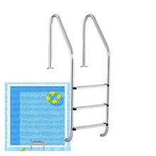 Swimming Pool Ladder,304 Stainless Steel Step,Pool Stairs with Pedals,Easy Assembly and Climbing,2/3 Steps(3 Steps,1.2mm)