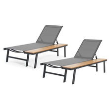 Seeheool Waterloo Chaise Lounge with Attached Wood Side Table, Set of 2, (62756.00BLKMP2)